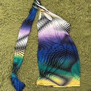 jaded london multi color dress with detachable sleeve